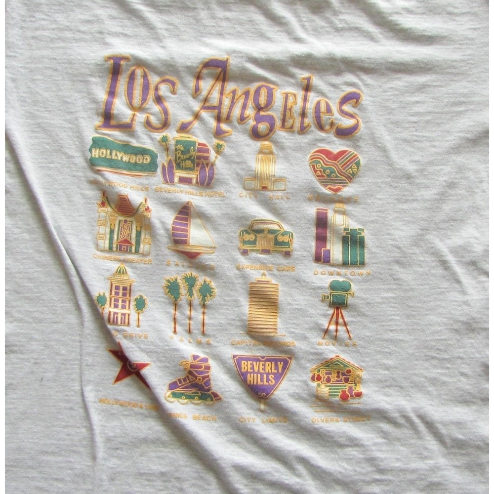 Vtg Tour Champ Shirt Mens XL Gray Los Angeles Graphic Tee Souvenir Travel